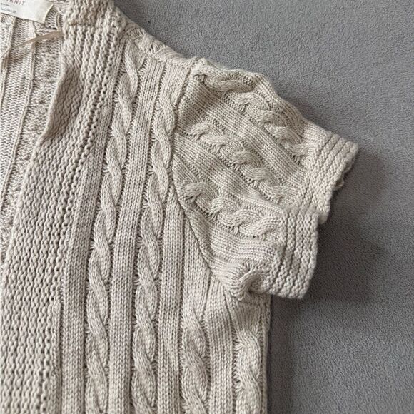Zara Knit  Cable Knit Short Sleeve Cardigan Size L - Picture 8 of 16
